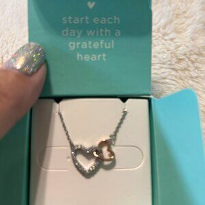 Origami Owl Silver and Gold Double Hearts Necklace NIP